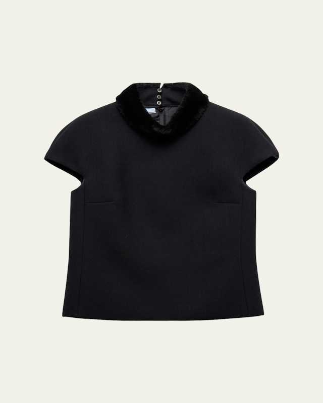 Natte Shearling Trim Top